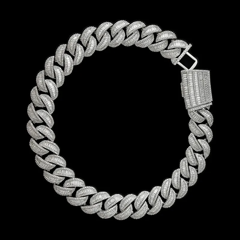 Custom Cuban Link Bracelet in silver tone