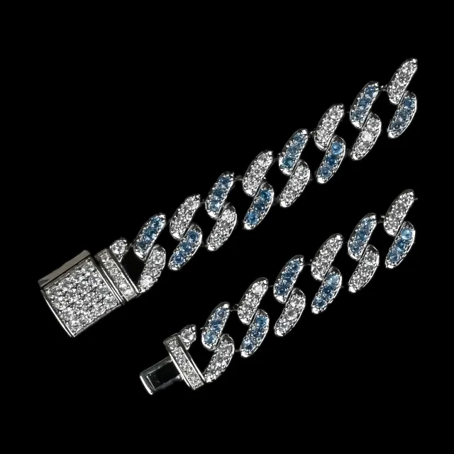 Custom Cuban Link Chain in mixed-tone with clear stones