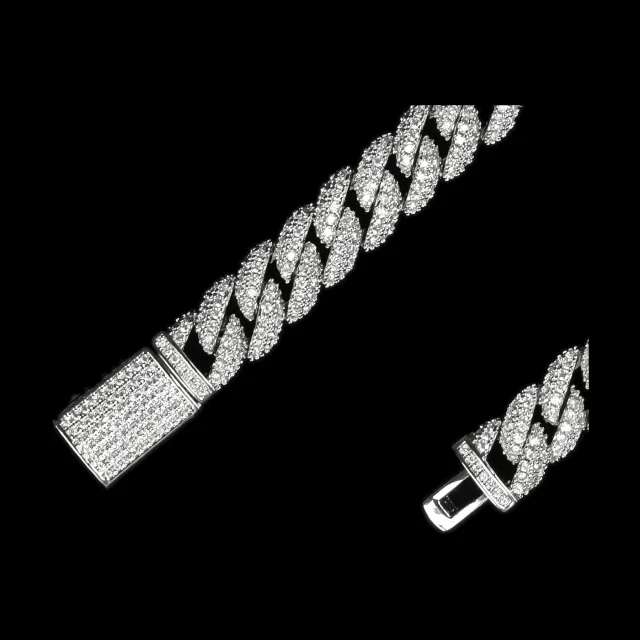 Custom Cuban Link Chain in silver and gold tone with clear stones