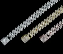 Custom Cuban Link Chain in mixed-tone with clear stones