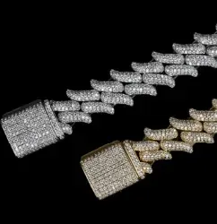 Custom Novelty Link Chain in silver and gold tone with clear stones