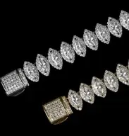 Custom Novelty Link Chain in silver and gold tone with clear stones