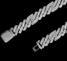 Custom Novelty Link Chain in silver tone with clear stones