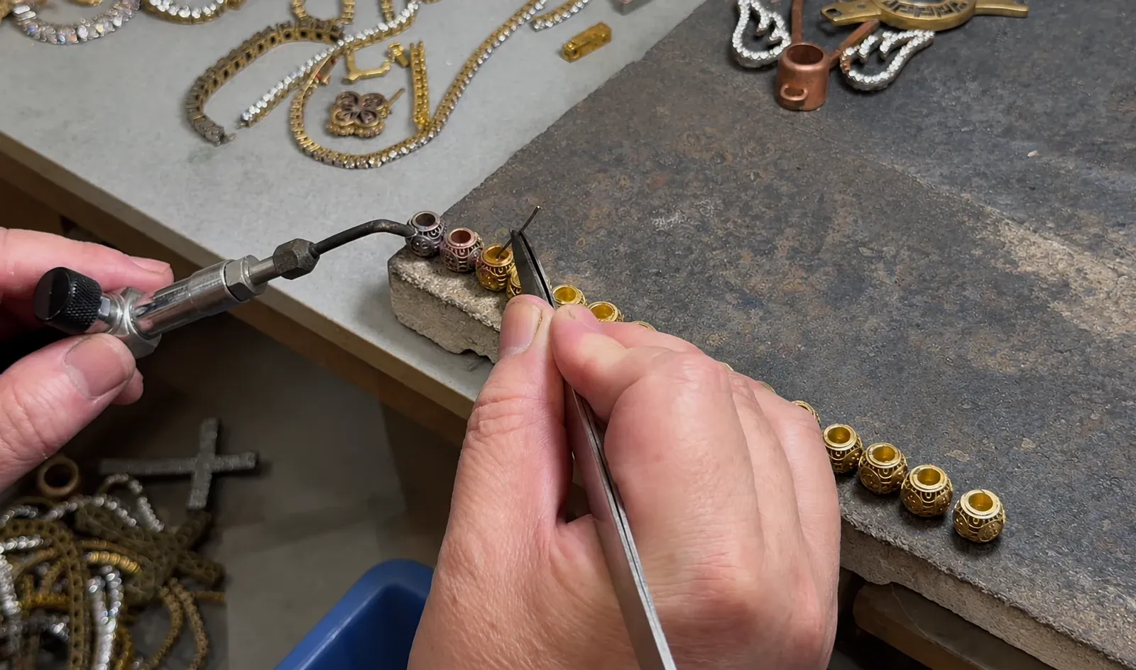 Bench soldering and component assembly for jewelry parts
