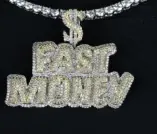 Custom Text Pendant in silver tone with clear stones
