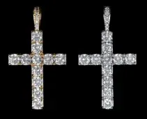 Custom Cross Pendant in silver and gold tone with clear stones