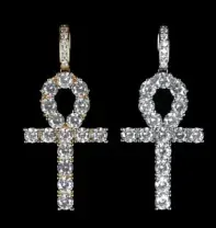 Custom Cross Pendant in silver and gold tone with clear stones