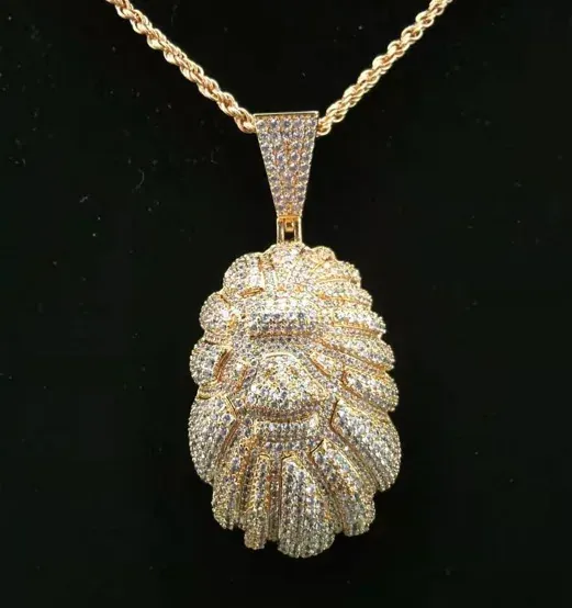 Custom Nature Pendant in gold tone with clear stones