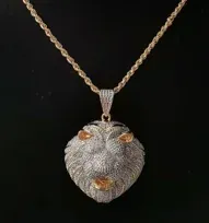Custom Heart Pendant in silver and gold tone with clear stones