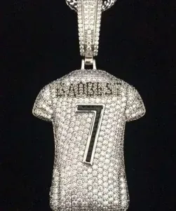 Custom Novelty Pendant in silver tone with clear stones
