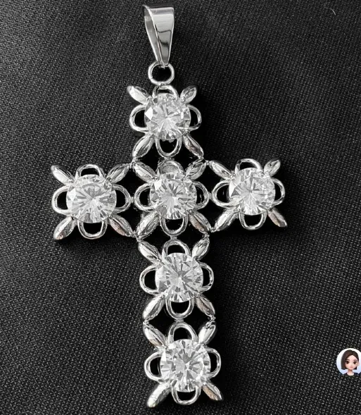 Custom Cross Pendant in silver tone