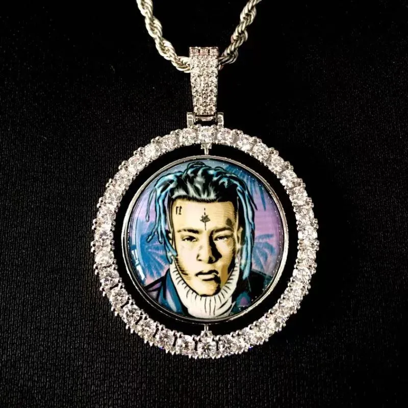 Custom Photo Pendant in silver tone with photo insert design