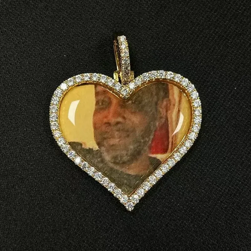 Custom Photo Pendant in gold tone with photo insert design