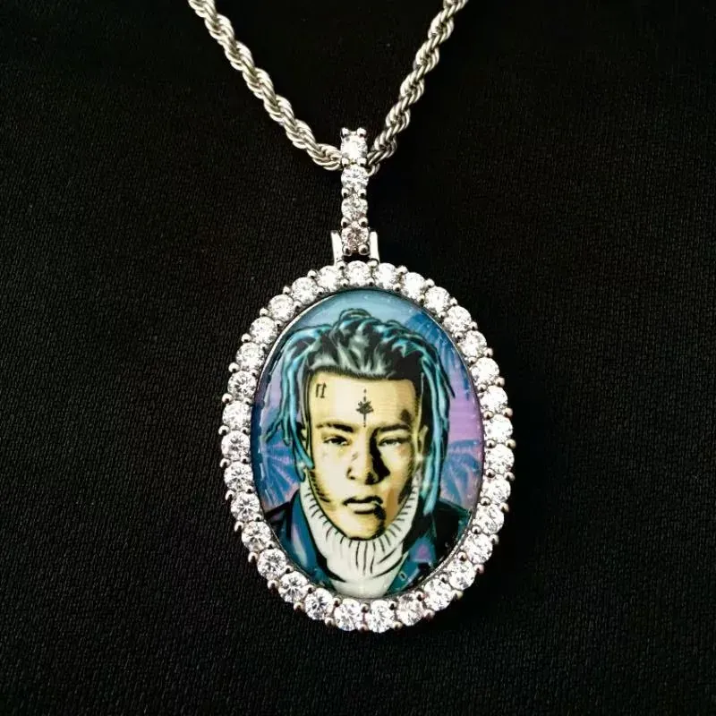 Custom Photo Pendant in silver tone with photo insert design