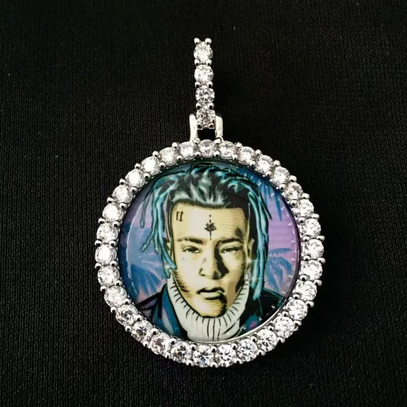 Custom Photo Pendant in silver tone with photo insert design