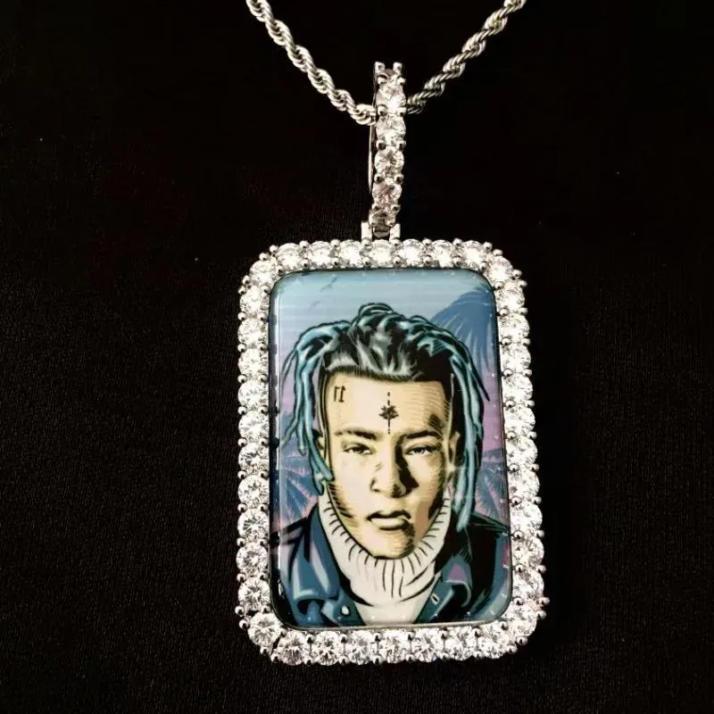 Custom Photo Pendant in silver tone with photo insert design