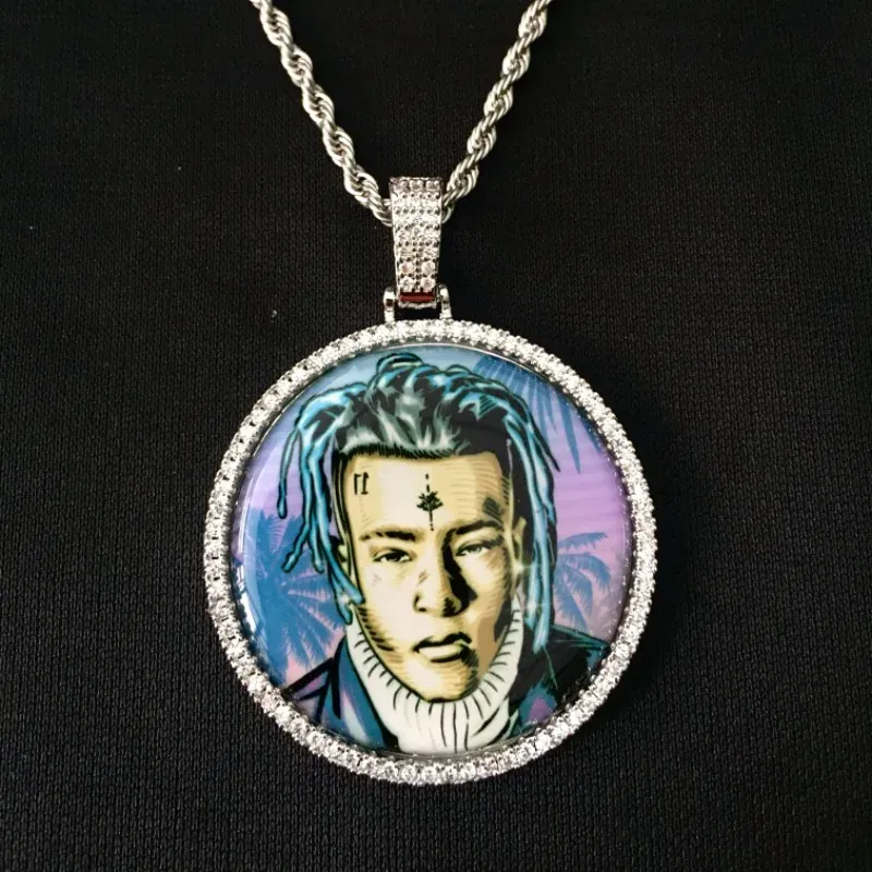 Custom Photo Pendant in silver tone with photo insert design