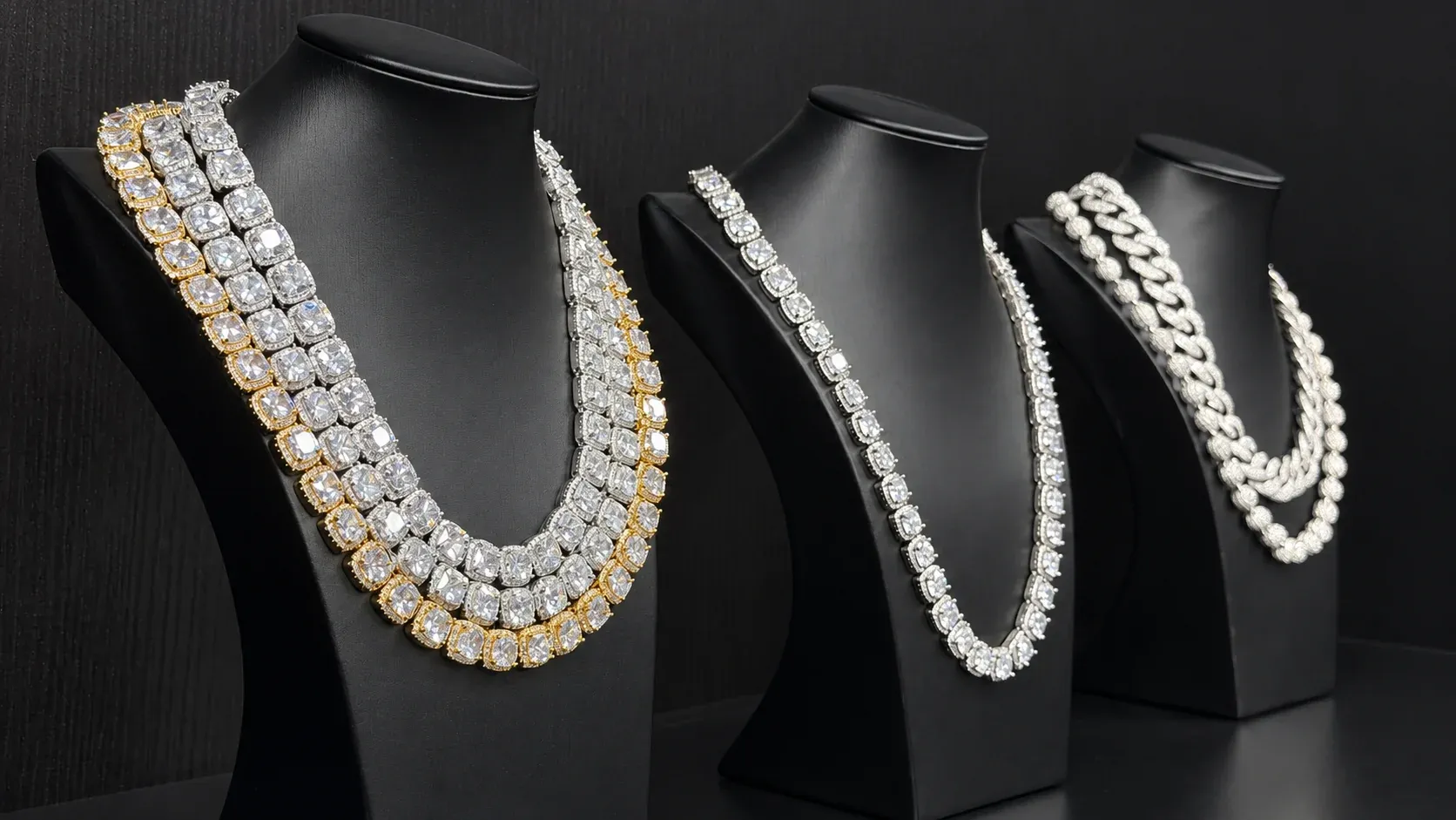 Necklace styles photographed in the TY Jewelry sample room