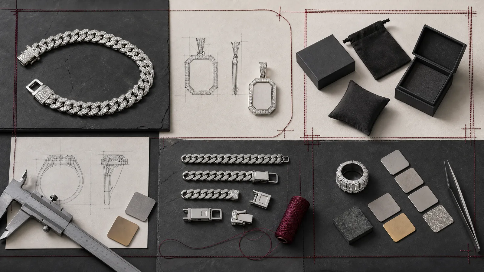 Custom jewelry samples and unbranded packaging for OEM, ODM and private label project discussion