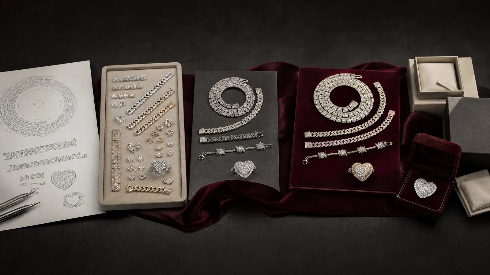 Custom jewelry project journey from design reference and sample to finished branded jewelry